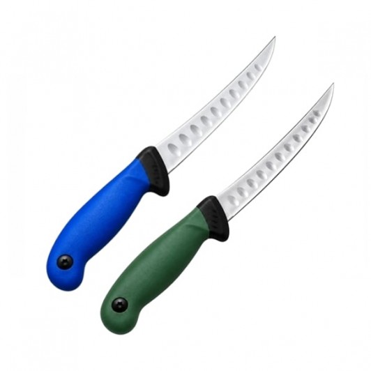 Set doua cuțite pentru filetat DEPOX®, lamă curbată din oțel inoxidabil cu alveole, mâner ergonomic