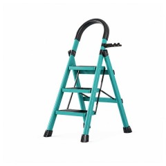 Scara pliabila metalica 3 trepte, DEPOX®, antiderapanta, compacta, albastru, 103 cm