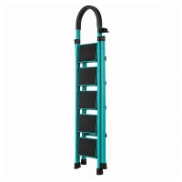 Scara pliabila metalica 5 trepte, DEPOX®, antiderapanta, compacta, albastru, 148 cm