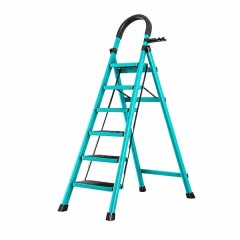 Scara pliabila metalica 6 trepte, DEPOX®, antiderapanta, compacta, albastru, 170 cm