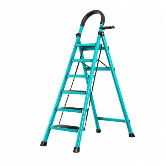 Scara pliabila metalica 6 trepte, DEPOX®, antiderapanta, compacta, albastru, 170 cm
