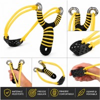 Praștie din aliaj cu benzi elastice DEPOX®, mâner ergonomic, 13 cm, galben