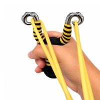 Set doua praștii din aliaj cu benzi elastice DEPOX®, mâner ergonomic, 13 cm, galben/albastru