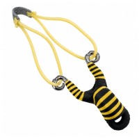 Set doua praștii din aliaj cu benzi elastice DEPOX®, mâner ergonomic, 13 cm, galben/rosu
