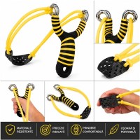 Set doua praștii din aliaj cu benzi elastice DEPOX®, mâner ergonomic, 13 cm, galben/verde