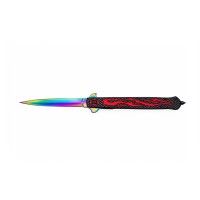 Cutit pliabil de vânătoare DEPOX®, mâner aluminiu, rainbow rosu, 23 cm