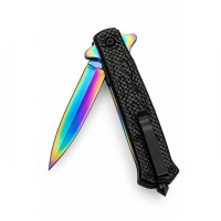 Cutit pliabil de vânătoare DEPOX®, mâner aluminiu, rainbow rosu, 23 cm