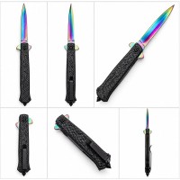Cutit pliabil de vânătoare DEPOX®, mâner aluminiu, rainbow rosu, 23 cm
