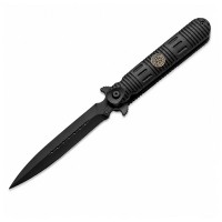Set doua cutite pliabile de vânătoare DEPOX®, mâner aluminiu, negru, 24.5 cm