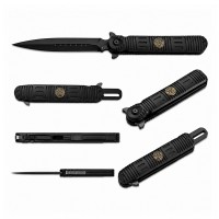Set doua cutite pliabile de vânătoare DEPOX®, mâner aluminiu, negru, 24.5 cm