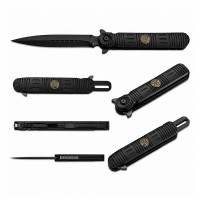 Set doua cutite pliabile de vânătoare DEPOX®, mâner aluminiu, negru/rosu 24.5 cm/23 cm
