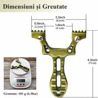 Set praștie multifuncțională si 50 de bile metalice 14 mm, DEPOX®, metal, 2 elastice de rezervă, ver