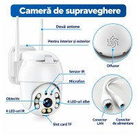 Cameră de supraveghere exterior DEPOX®, Wi-Fi, 360°, vedere nocturnă
