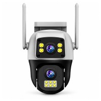 Set doua camere de supraveghere exterior DEPOX®, 8 MP, 4G SIM / Wi-Fi, două obiective, 355°, vedere nocturnă color