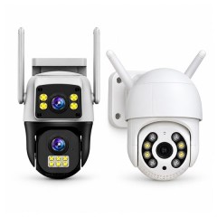 Set 2 camere de supraveghere exterior, Full HD 1080p și 8 MP, vedere nocturnă, alb/gri