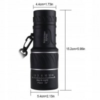 Luneta de camping si vanatoare   Monocular, 16x52, negru, husa inclusa