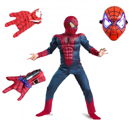 Set costum Spiderman cu muschi, pentru 3-5 ani, set 12 articole