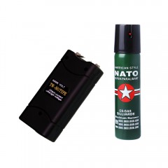 Set doua articole autoaparare , electrosoc 800T si spray 60 ml, husa inclusa