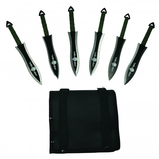 Set sase cutite de aruncat  , Army Fury, otel inoxidabil, 19 cm