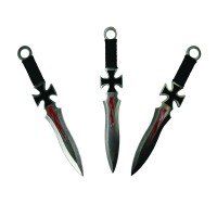 Set trei cutite de aruncat, Cross Fury, otel inoxidabil, 19 cm