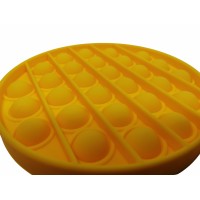 Jucarie antistres, Pop it, silicon, 13 cm, galben, bila marble inclusa