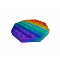 Jucarie antistres, Pop it, silicon, hexagon, 12.5 cm, multicolor