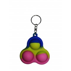 Jucarie antistres, Pop it, breloc, silicon, triunghi, 8 cm, tricolor