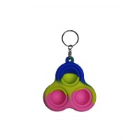 Jucarie antistres, Pop it, breloc, silicon, triunghi, 8 cm, tricolor