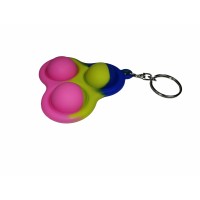 Jucarie antistres, Pop it, breloc, silicon, triunghi, 8 cm, tricolor