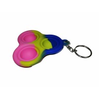 Jucarie antistres, Pop it, breloc, silicon, triunghi, 8 cm, tricolor