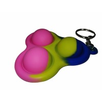 Jucarie antistres, Pop it, breloc, silicon, triunghi, 8 cm, tricolor