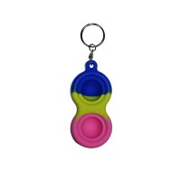Jucarie antistres, Pop it, tip breloc, silicon, 8 cm, tricolor