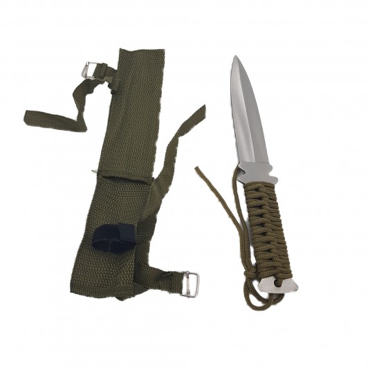 Cutit ninja de aruncat la tinta   , paracord verde, husa, 25cm