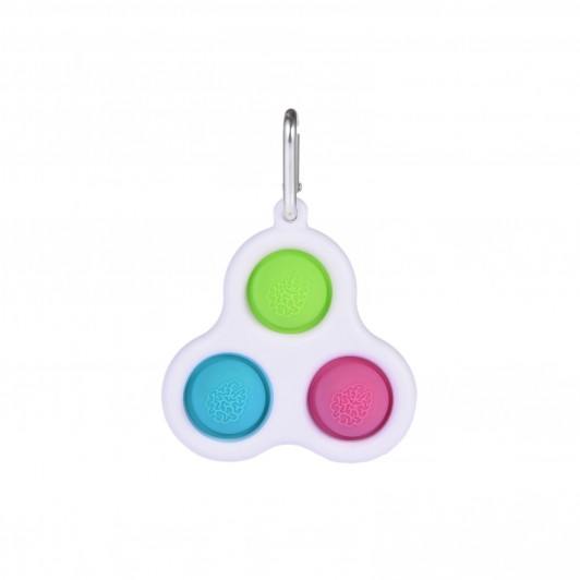 Jucarie antistres, Pop it, model breloc, triunghi, 8 cm, multicolor
