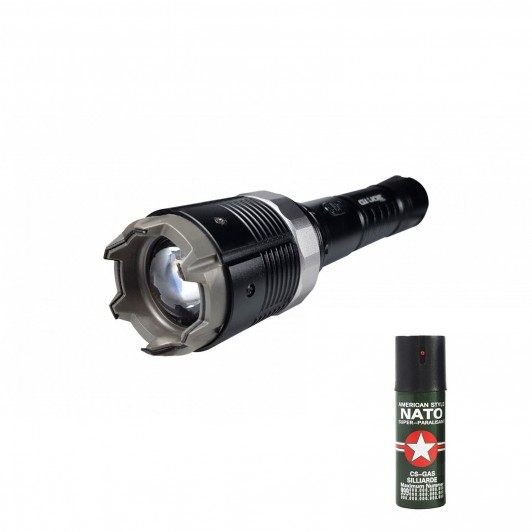 Kit Electrosoc Metalic cu Lanterna si Reglaj Focusat 8810 si Spray Natto , 19 cm