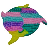 Jucaria antistres, Pop it Grand, model delfini siamezi, 41 cm, multicolor