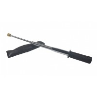 Set baston telescopic flexibil argintiu, maner cauciuc, 47 cm si box craniu negru