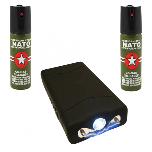 Set autoaparare   , electrosoc TW 800 si 2 spray-uri paralizante 60ml