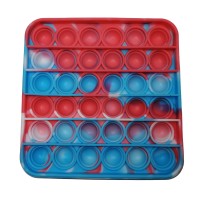 Jucarie antistres, Pop it, silicon, patrat, 12.5 cm, albastru-rosu