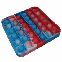 Jucarie antistres, Pop it, silicon, patrat, 12.5 cm, albastru-rosu
