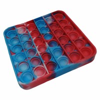 Jucarie antistres, Pop it, silicon, patrat, 12.5 cm, albastru-rosu