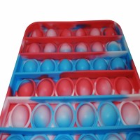 Jucarie antistres, Pop it, silicon, patrat, 12.5 cm, albastru-rosu