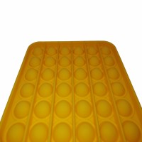 Jucarie antistres, Pop it, silicon, patrat, 12.5 cm, galben