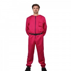 Costum pentru adulti, Jocul Calamarului, rosu, centura inclusa, marimea S