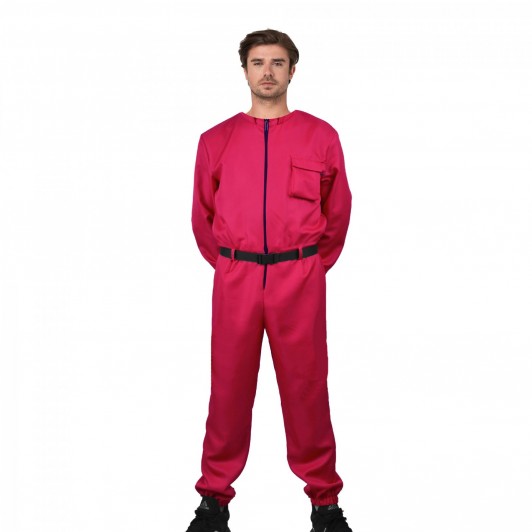 Costum pentru adulti, Jocul Calamarului, rosu, centura inclusa, marimea S