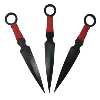 Set trei cutite de aruncat, Black Kunai, otel inoxidabil, 16 cm, teaca inclusa