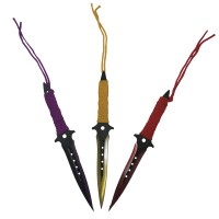 Set trei cutite de aruncat, Ninja Assasin, otel inoxidabil, 19 cm, multicolor, teaca inclusa