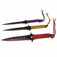Set trei cutite de aruncat, Ninja Assasin, otel inoxidabil, 19 cm, multicolor, teaca inclusa