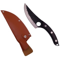 Cutit japonez lucrat manual , otel inoxidabil, 27.5 cm, negru, teaca piele