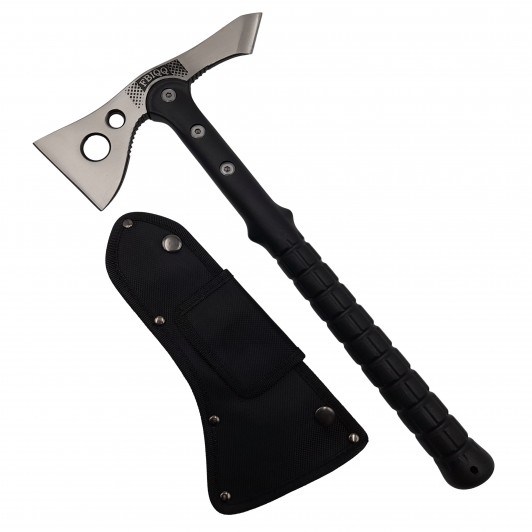 Topor Tactical Surivour, otel inoxidabil, argintiu, 38 cm, teaca inclusa